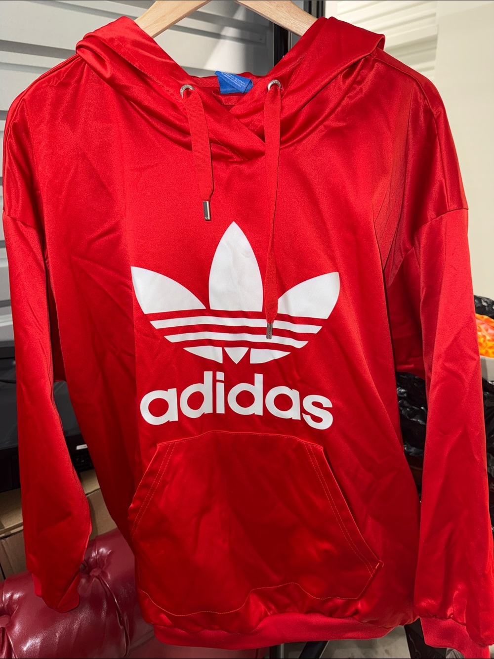 adidas Men’s Red Trefoil Zip-Up Hoodie